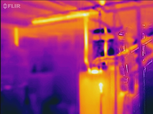 FLIR ONE image of a gas hot water heater under ordinary operating conditions